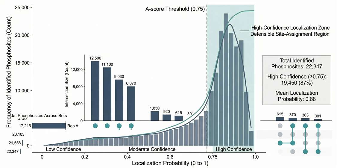 Histogram showing localization score distribution filtering to >0.75 probability