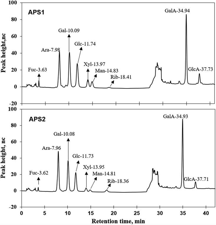 Figure 1 Ion chromatograms of APS1 and APS2