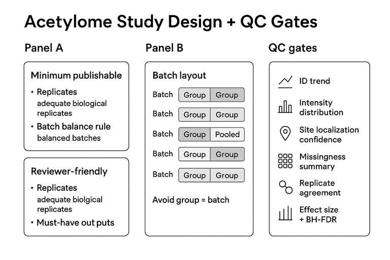 Interpretation guide showing how to distinguish acetylation site changes from global protein abundance shifts in acetylome proteomics.