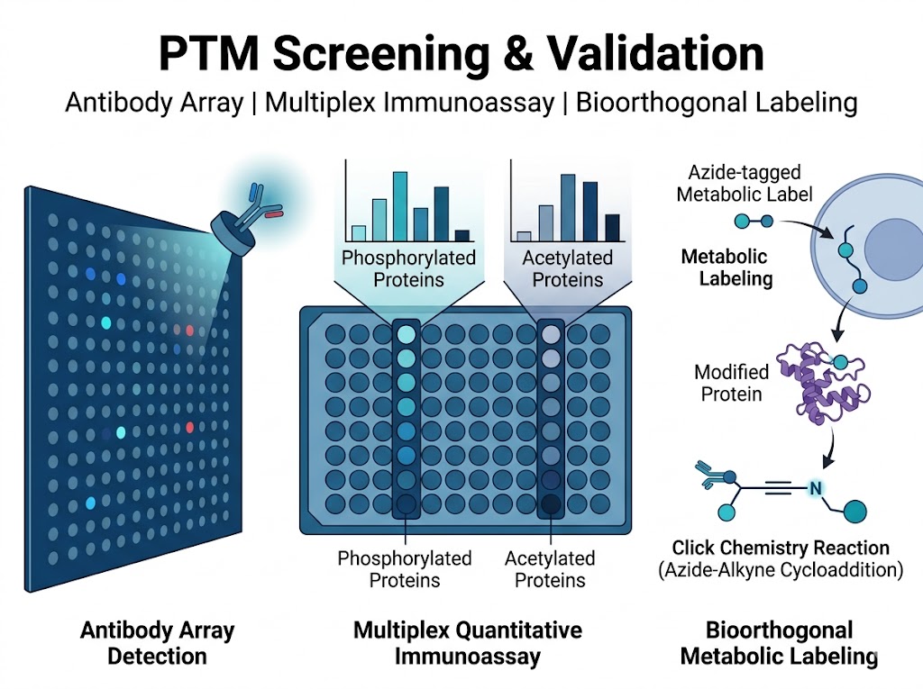PTM validation: antibody array, immunoassay and labeling