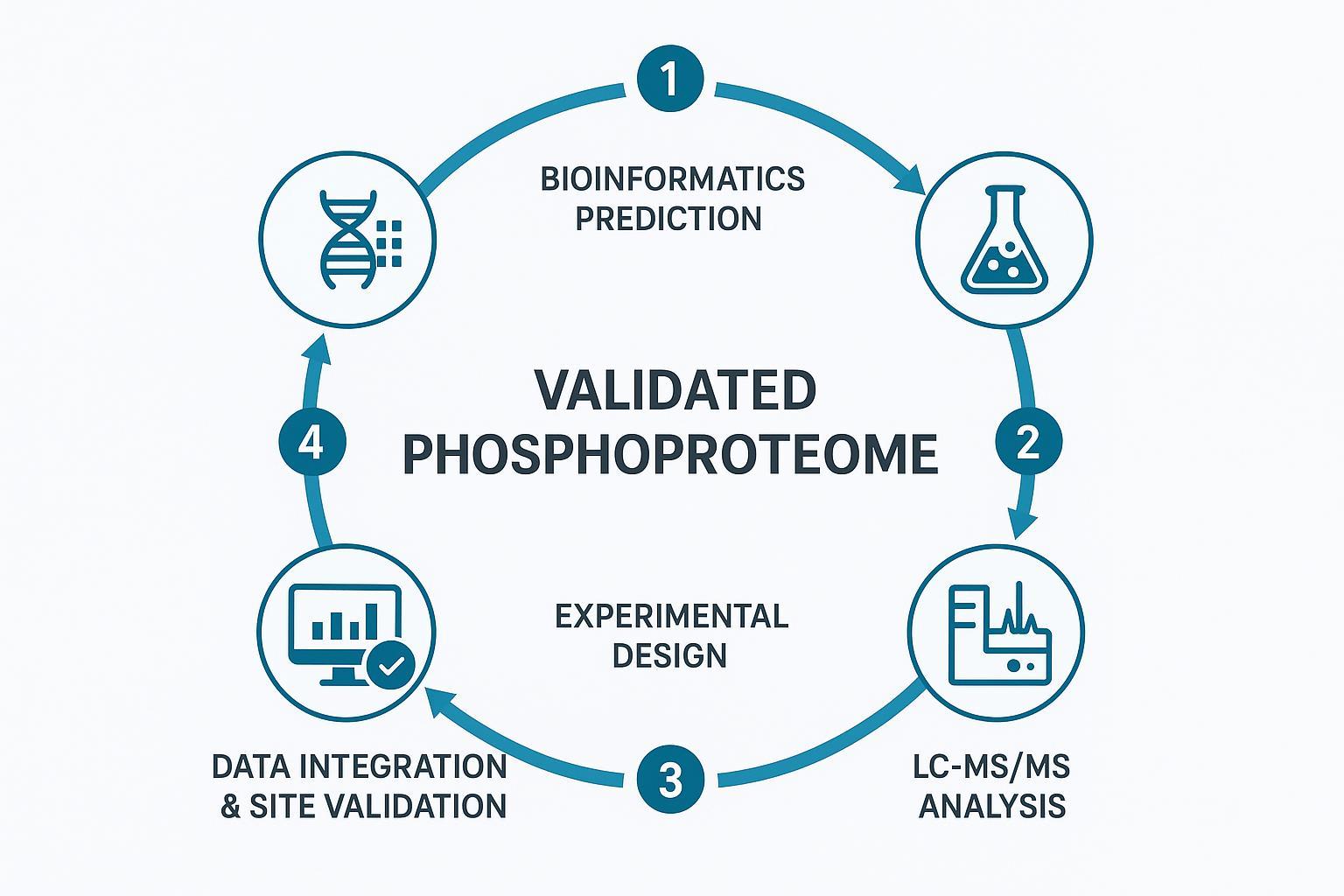 Integrated bioinformatics and mass spectrometry workflow for precision protein phosphorylation site prediction and validation.