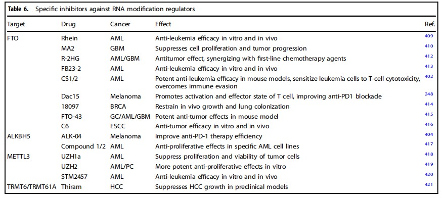 Figure 7. Specific inhibitors targeting RNA modification regulators.