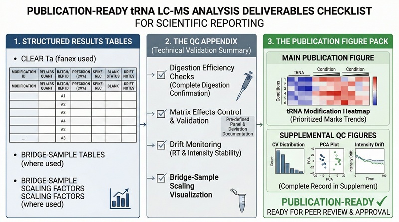 tRNA modification LC–MS analysis deliverables checklist for publication-ready reporting.
