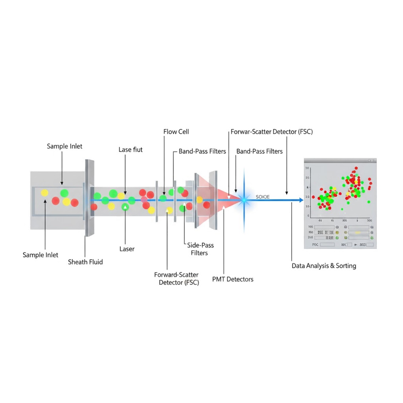Flow cytometry cell sorting process