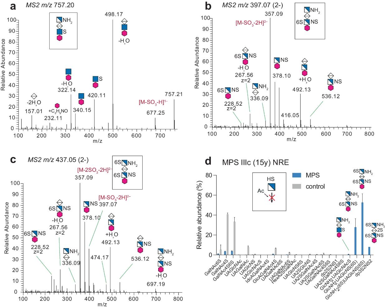 LC–MS/MS of GAG-NRE trisaccharide glycoforms.