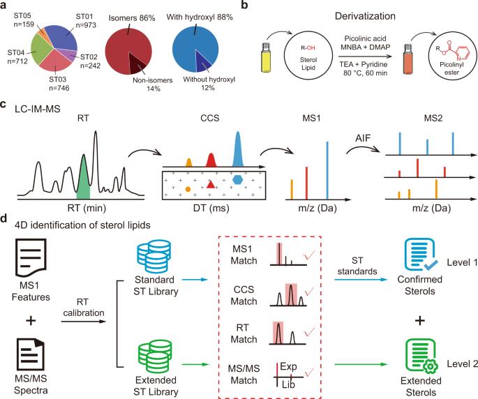 Ion mobility-mass spectrometry technology for the four-dimensional analysis of sterol lipids.